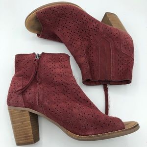 Toms Red Suede Ankle Booties
